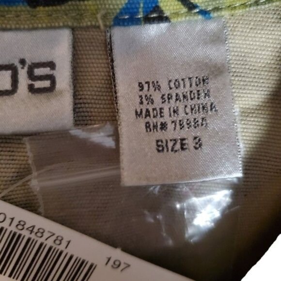 Chico's Button Up Vest Olive Khaki Green Bamboo Leaf Tropical Print Sz 3/16 NWT - Picture 11 of 11